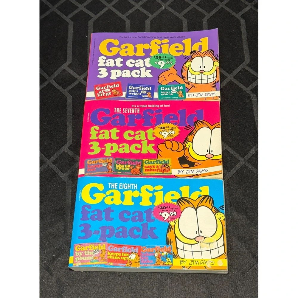 Jim Davis Garfield Fat Cat 3 Pack Books 1 7 8 Set Multicolor Good Comic Strips